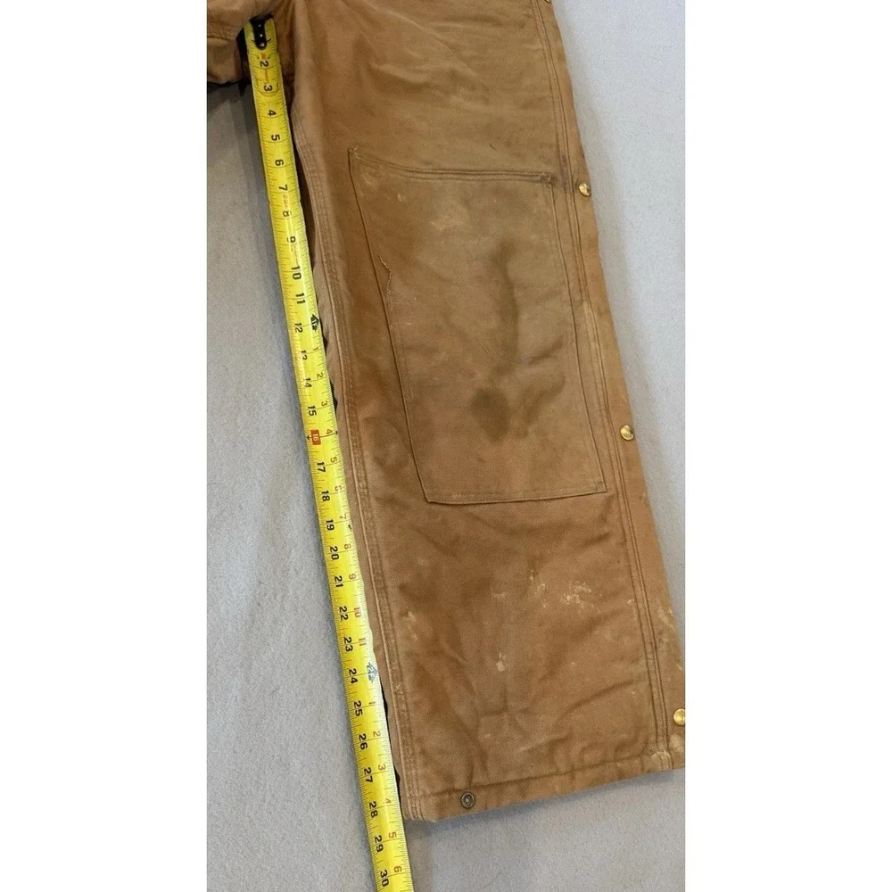 Vintage Carhartt Overalls Mens 40X30 Brown Duck Quilt Lined Bib R04 USA Made 90s - Picture 12 of 14